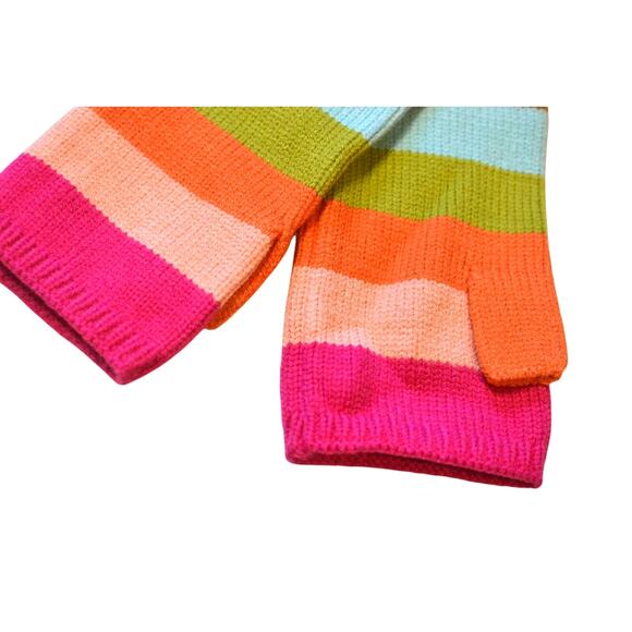 On 34th Women's Striped Ribbed Fingerless Gloves in Pink Multi - Picture 4 of 4
